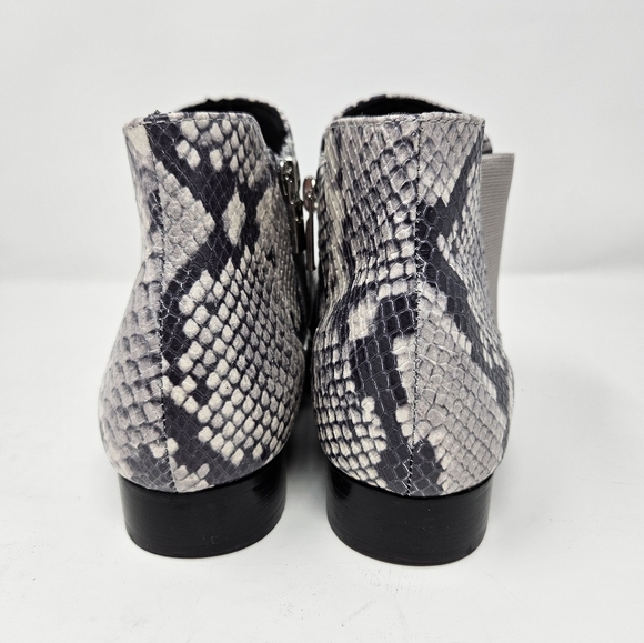 Munro Womens Cate Ankle Chelsea Boots Sz 8.5M Snake Embossed Leather Black-Gray - Picture 4 of 11